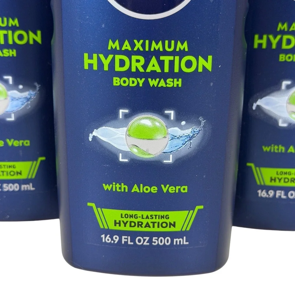 Nivea Men's Maximum Hydration Body Wash with Aloe Vera 16.9oz 3-Pack Bundle